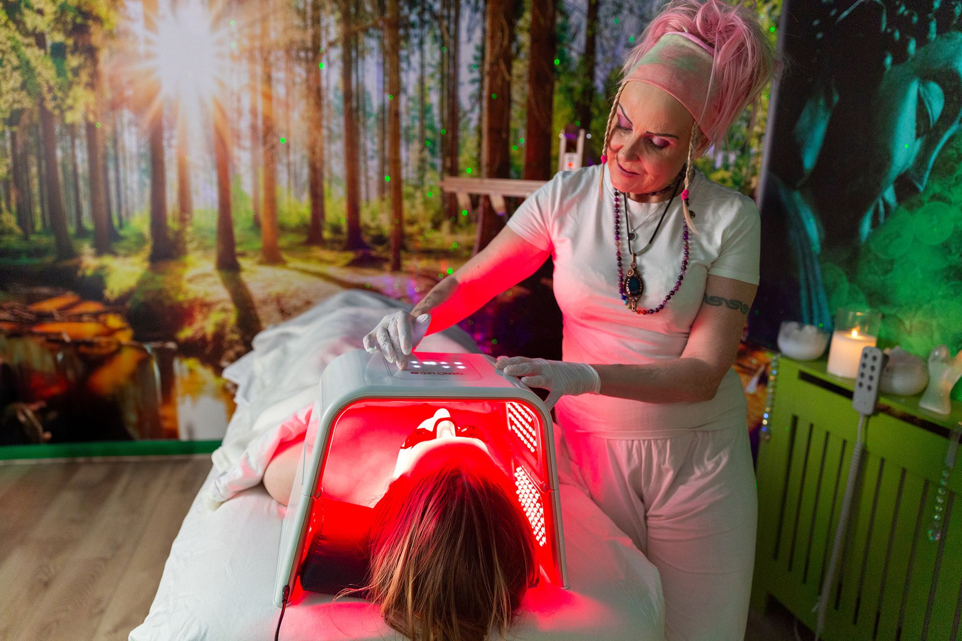 Yvonne Barrie practicing Gen-LED LR Light therapy in East Kilbride